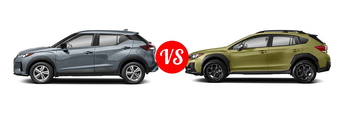 2021 Nissan Kicks SUV S / SV vs. 2021 Subaru Crosstrek SUV Sport - Side Comparison