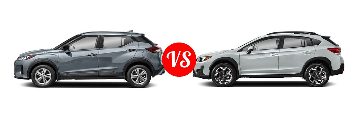 2021 Nissan Kicks SUV S / SV vs. 2021 Subaru Crosstrek SUV Limited - Side Comparison