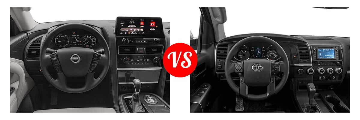 2021 Nissan Armada SUV Platinum / S / SV vs. 2021 Toyota Sequoia SUV TRD Sport - Dashboard Comparison