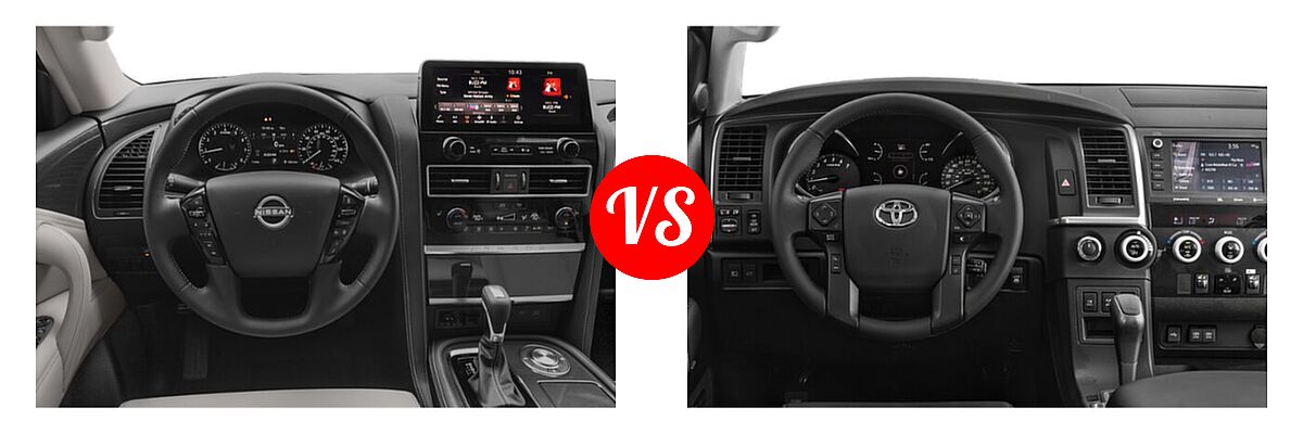 2021 Nissan Armada SUV Platinum / S / SV vs. 2021 Toyota Sequoia SUV TRD Pro - Dashboard Comparison