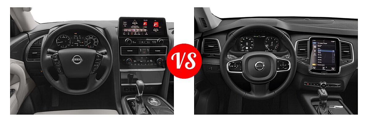 2021 Nissan Armada SUV Platinum / S / SV vs. 2021 Volvo XC90 SUV Inscription / Momentum - Dashboard Comparison