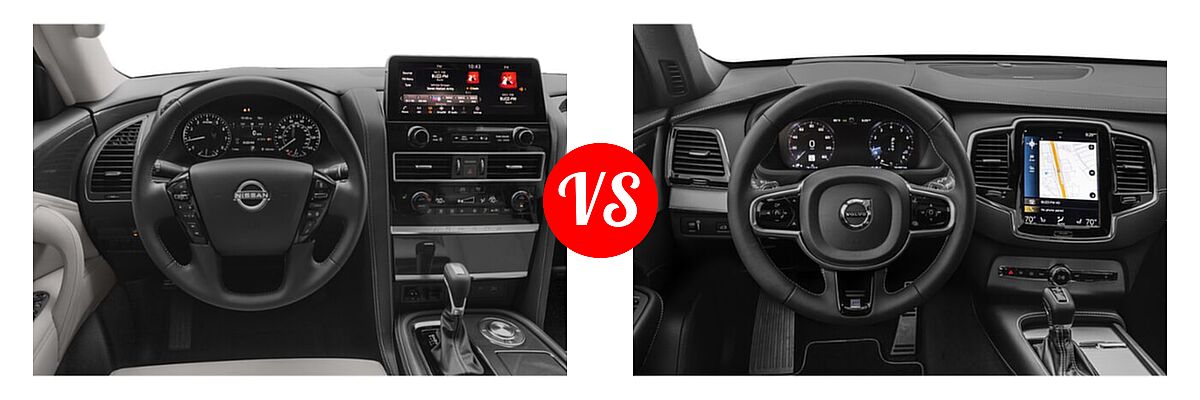2021 Nissan Armada SUV Platinum / S / SV vs. 2021 Volvo XC90 SUV R-Design - Dashboard Comparison