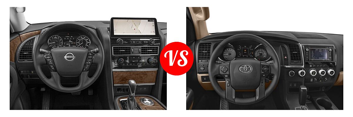 2021 Nissan Armada SUV SL vs. 2021 Toyota Sequoia SUV Limited / Platinum / SR5 - Dashboard Comparison