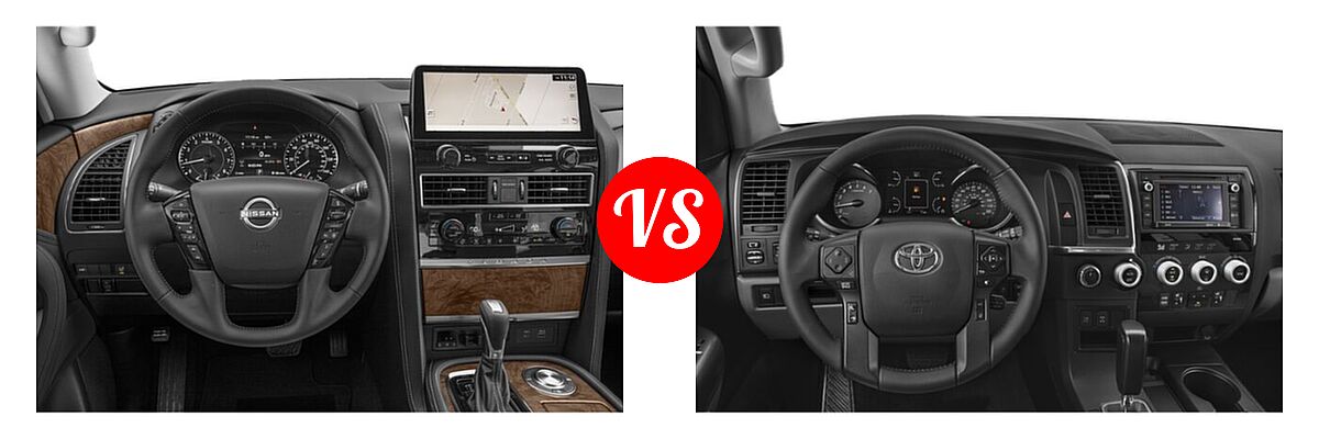 2021 Nissan Armada SUV SL vs. 2021 Toyota Sequoia SUV Nightshade - Dashboard Comparison