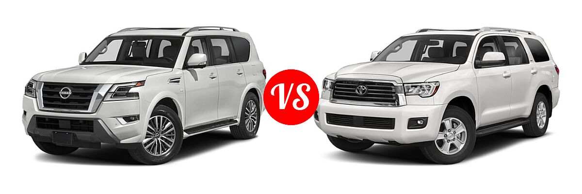 2021 Nissan Armada SUV SL vs. 2021 Toyota Sequoia SUV Limited / Platinum / SR5 - Front Left Comparison
