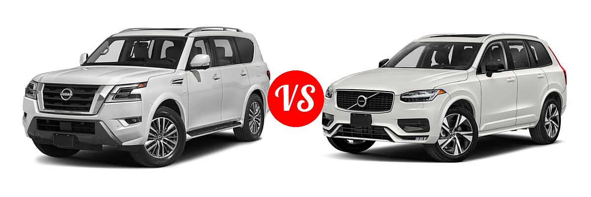 2021 Nissan Armada SUV SL vs. 2021 Volvo XC90 SUV R-Design - Front Left Comparison