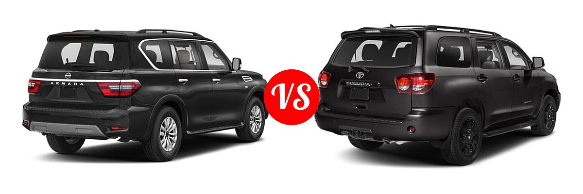 2021 Nissan Armada SUV Platinum / S / SV vs. 2021 Toyota Sequoia SUV TRD Sport - Rear Right Comparison