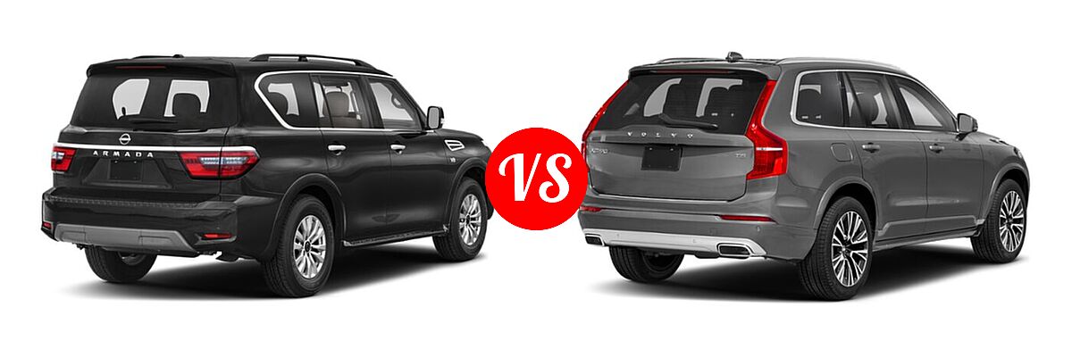 2021 Nissan Armada SUV Platinum / S / SV vs. 2021 Volvo XC90 SUV Inscription / Momentum - Rear Right Comparison