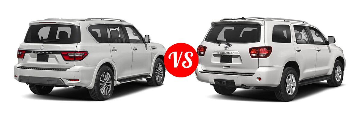 2021 Nissan Armada SUV SL vs. 2021 Toyota Sequoia SUV Limited / Platinum / SR5 - Rear Right Comparison