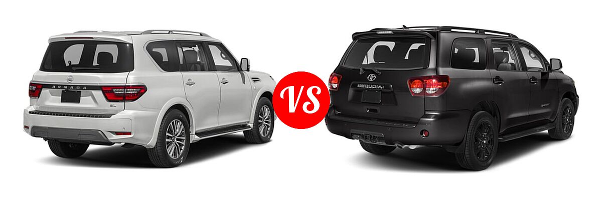 2021 Nissan Armada SUV SL vs. 2021 Toyota Sequoia SUV TRD Sport - Rear Right Comparison