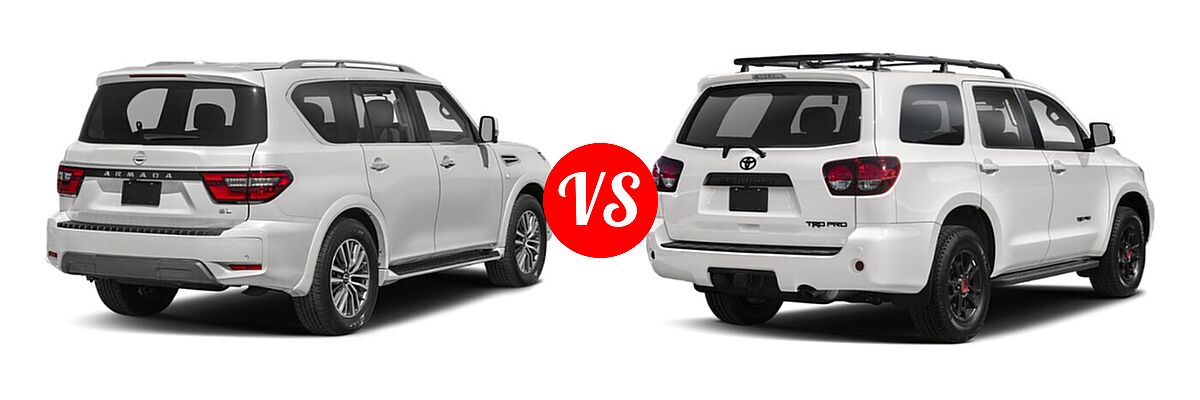 2021 Nissan Armada SUV SL vs. 2021 Toyota Sequoia SUV TRD Pro - Rear Right Comparison