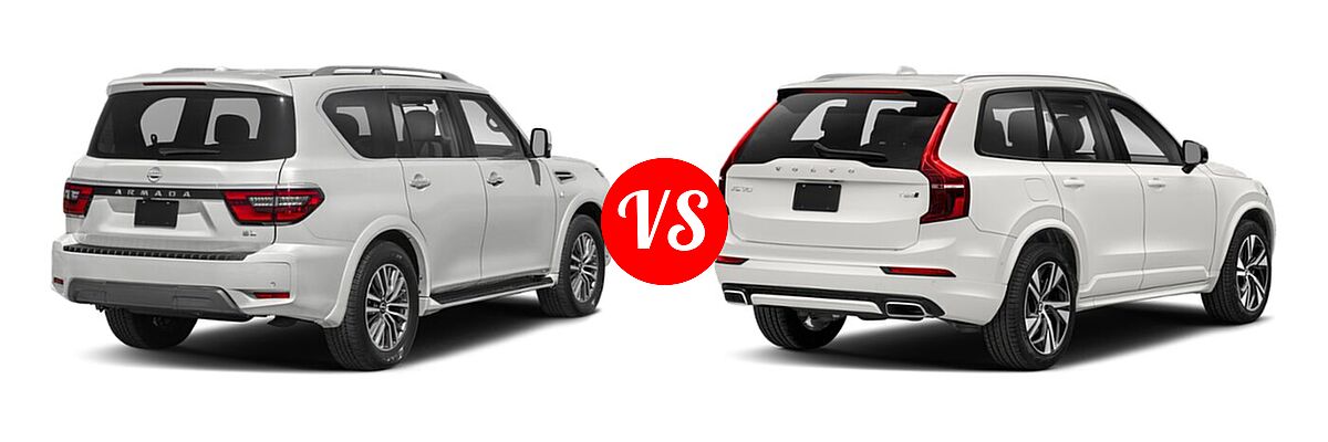 2021 Nissan Armada SUV SL vs. 2021 Volvo XC90 SUV R-Design - Rear Right Comparison