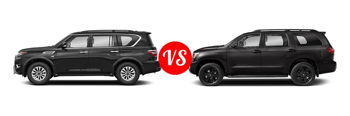 2021 Nissan Armada SUV Platinum / S / SV vs. 2021 Toyota Sequoia SUV TRD Sport - Side Comparison