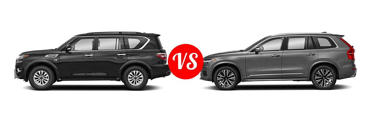 2021 Nissan Armada SUV Platinum / S / SV vs. 2021 Volvo XC90 SUV Inscription / Momentum - Side Comparison