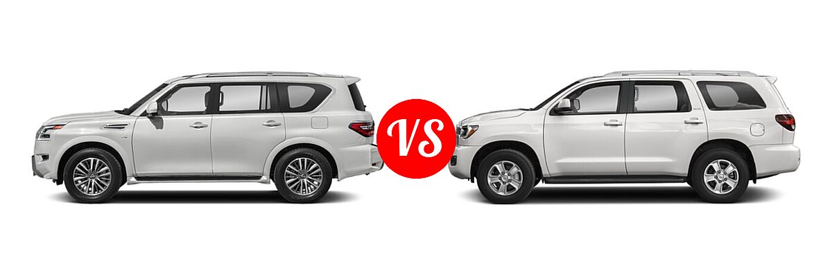 2021 Nissan Armada SUV SL vs. 2021 Toyota Sequoia SUV Limited / Platinum / SR5 - Side Comparison