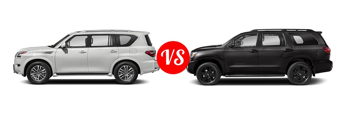 2021 Nissan Armada SUV SL vs. 2021 Toyota Sequoia SUV TRD Sport - Side Comparison