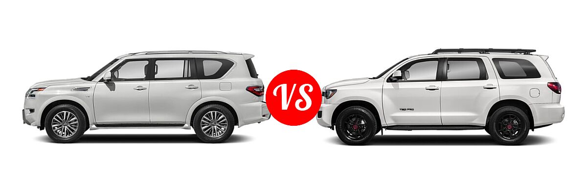 2021 Nissan Armada SUV SL vs. 2021 Toyota Sequoia SUV TRD Pro - Side Comparison