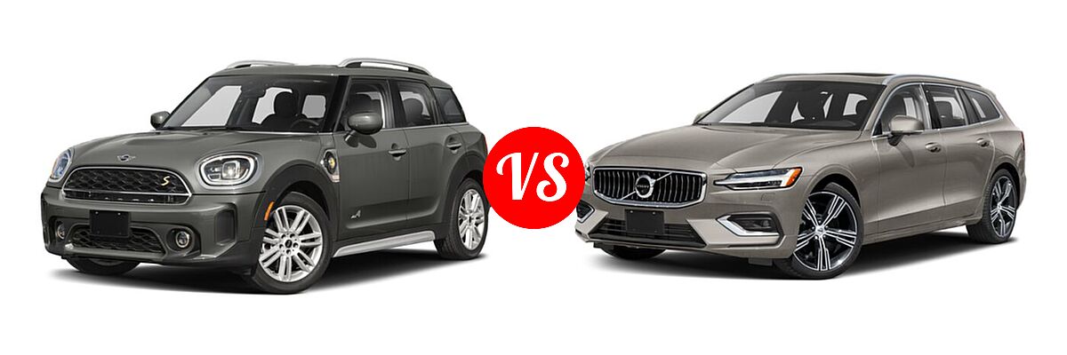 2021 MINI Countryman Wagon PHEV Cooper SE vs. 2021 Volvo V60 Wagon Inscription / Momentum / R-Design - Front Left Comparison