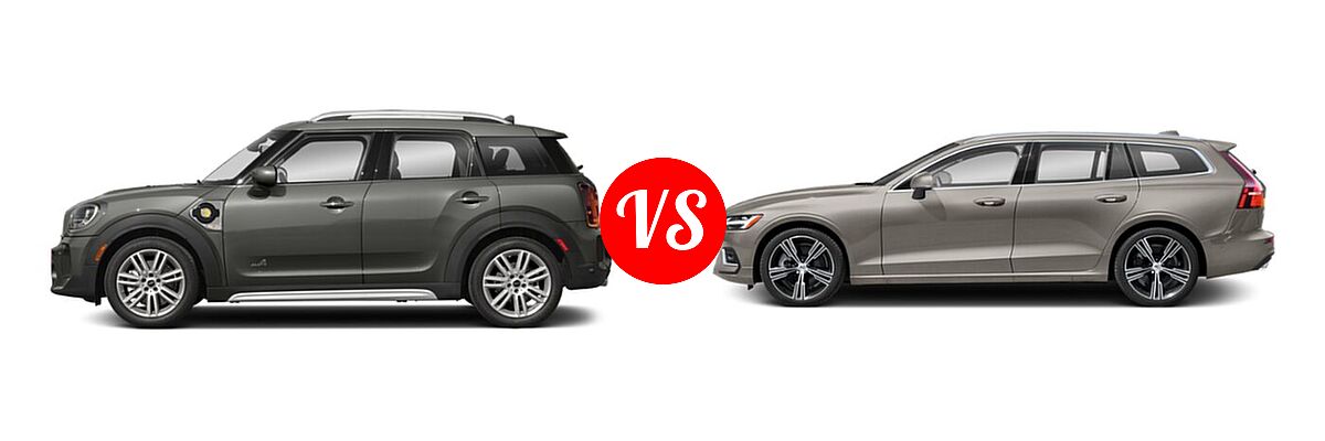 2021 MINI Countryman Wagon PHEV Cooper SE vs. 2021 Volvo V60 Wagon Inscription / Momentum / R-Design - Side Comparison