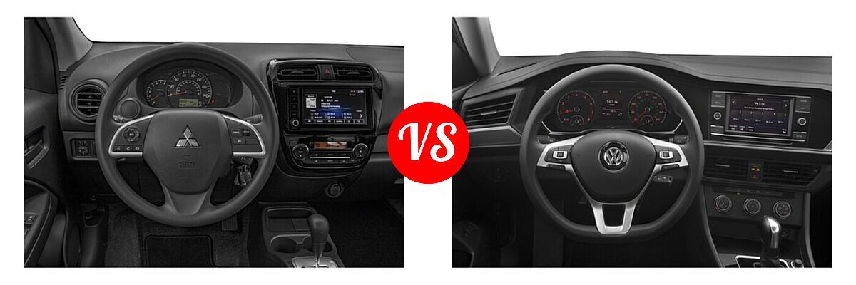 2021 Mitsubishi Mirage G4 Sedan Carbonite Edition / ES / LE / SE vs. 2021 Volkswagen Jetta Sedan S / SE / SEL / SEL Premium - Dashboard Comparison