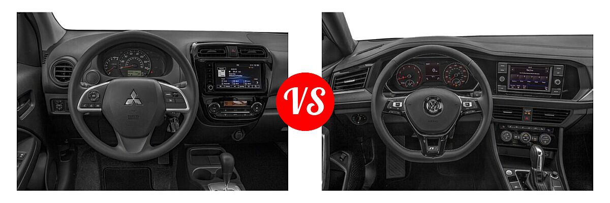 2021 Mitsubishi Mirage G4 Sedan Carbonite Edition / ES / LE / SE vs. 2021 Volkswagen Jetta Sedan R-Line - Dashboard Comparison