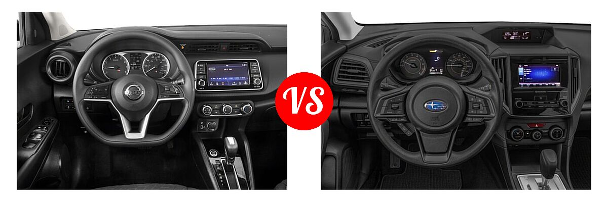 2021 Nissan Kicks SUV S / SV vs. 2021 Subaru Crosstrek SUV CVT / Manual - Dashboard Comparison