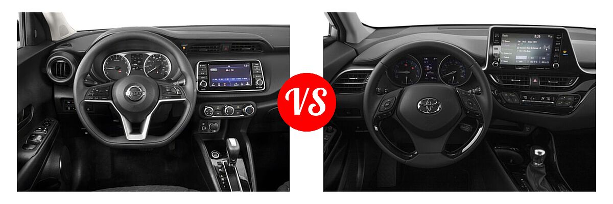 2021 Nissan Kicks SUV S / SV vs. 2021 Toyota C-HR SUV Limited - Dashboard Comparison
