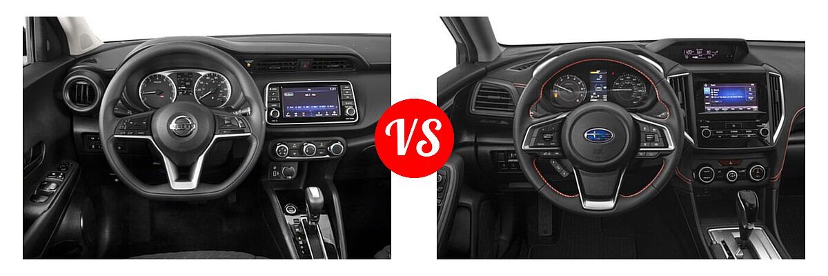 2021 Nissan Kicks SUV S / SV vs. 2021 Subaru Crosstrek SUV Premium - Dashboard Comparison
