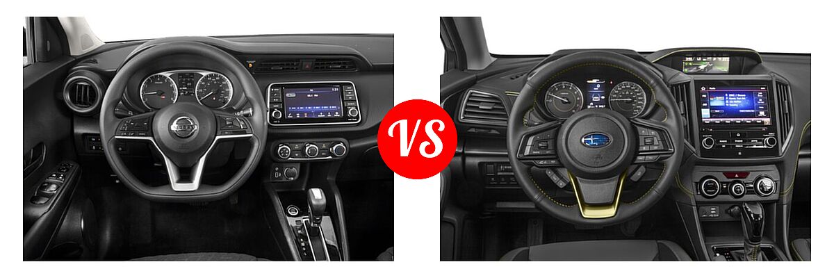 2021 Nissan Kicks SUV S / SV vs. 2021 Subaru Crosstrek SUV Sport - Dashboard Comparison