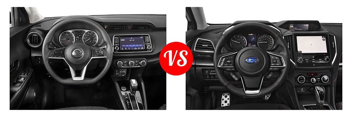 2021 Nissan Kicks SUV S / SV vs. 2021 Subaru Crosstrek SUV Limited - Dashboard Comparison