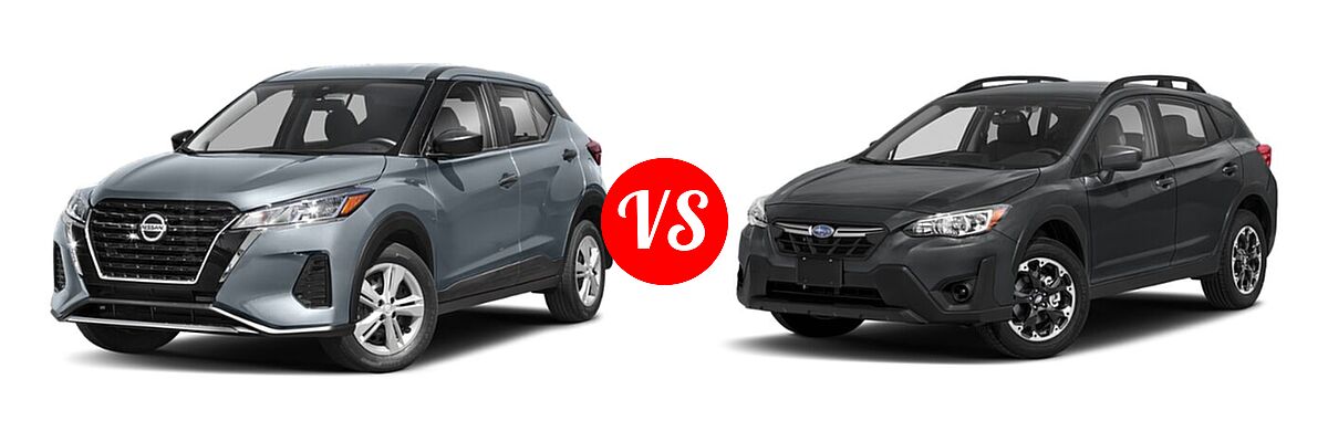 2021 Nissan Kicks SUV S / SV vs. 2021 Subaru Crosstrek SUV CVT / Manual - Front Left Comparison