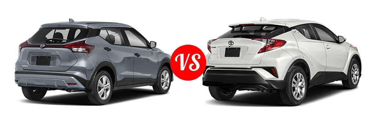 2021 Nissan Kicks SUV S / SV vs. 2021 Toyota C-HR SUV LE / Nightshade / XLE - Rear Right Comparison