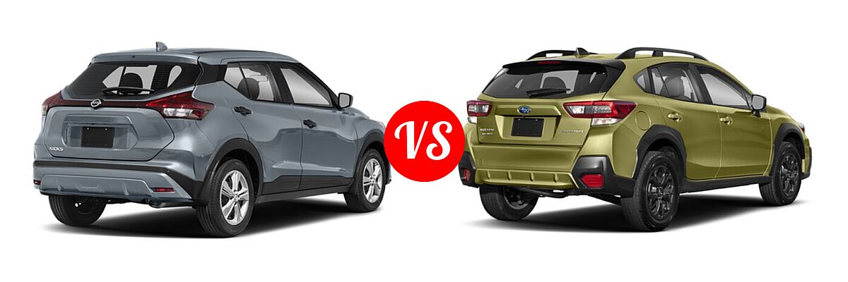 2021 Nissan Kicks SUV S / SV vs. 2021 Subaru Crosstrek SUV Sport - Rear Right Comparison