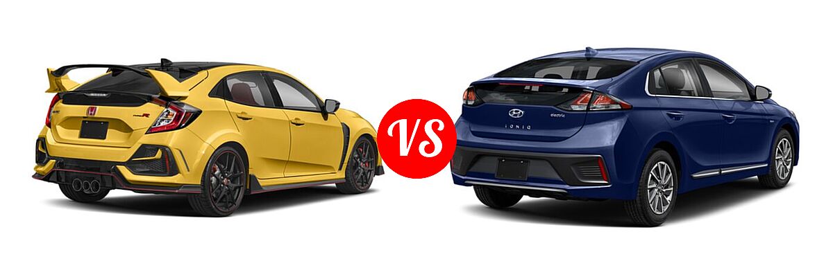 2021 Honda Civic Type R Hatchback Limited Edition vs. 2021 Hyundai Ioniq Electric Hatchback Electric Limited - Rear Right Comparison