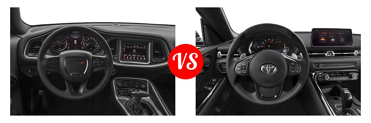 2022 Dodge Challenger SRT Widebody Coupe SRT Hellcat Widebody vs. 2022 Toyota GR Supra Coupe 2.0 / 3.0 / 3.0 Premium / A91-CF Edition - Dashboard Comparison