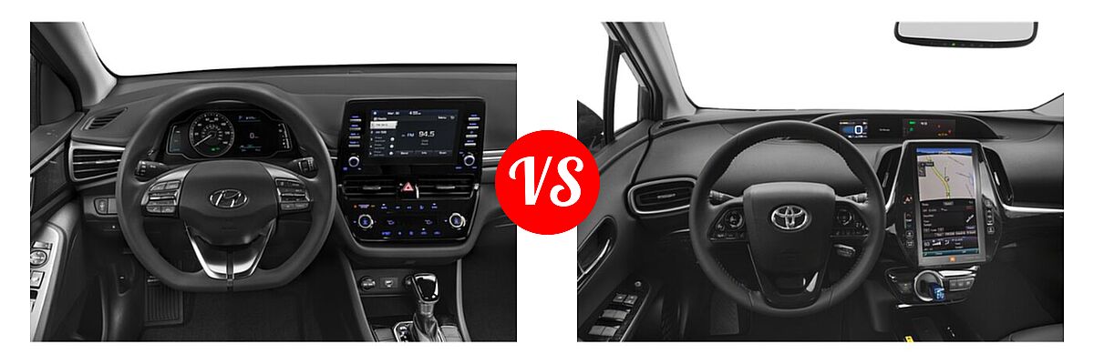 2021 Hyundai Ioniq Hybrid Hatchback Hybrid Blue vs. 2021 Toyota Prius Prime Hatchback PHEV Limited - Dashboard Comparison