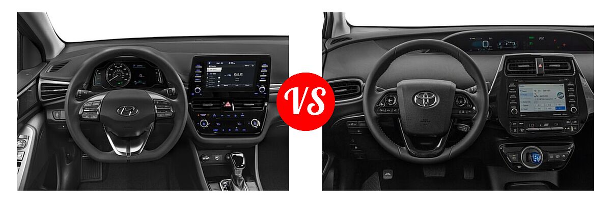 2021 Hyundai Ioniq Hybrid Hatchback Hybrid Blue vs. 2021 Toyota Prius Prime Hatchback PHEV LE / XLE - Dashboard Comparison