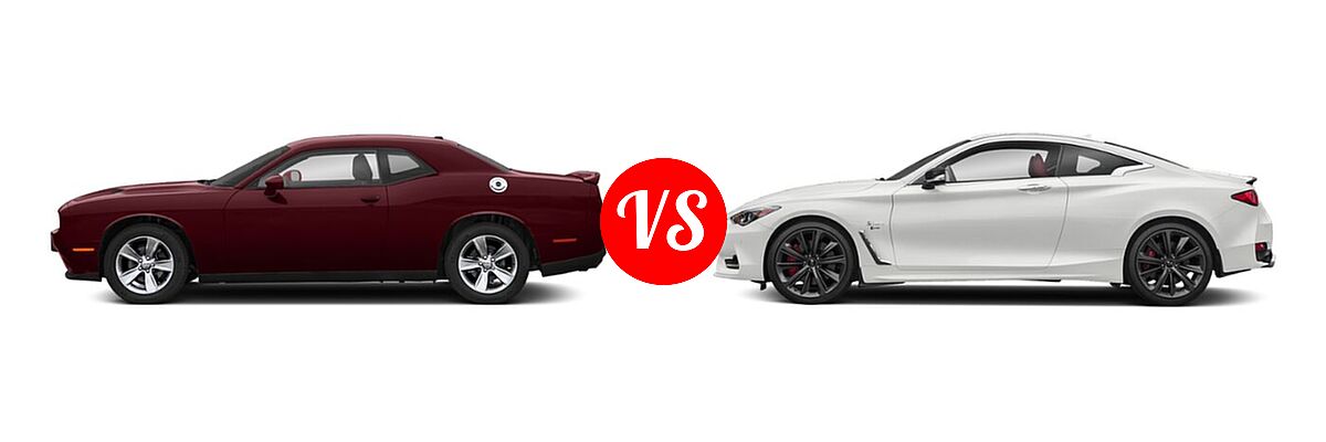 2022 Dodge Challenger SRT Widebody Coupe SRT Hellcat Widebody vs. 2022 Infiniti Q60 Red Sport 400 Coupe RED SPORT 400 - Side Comparison
