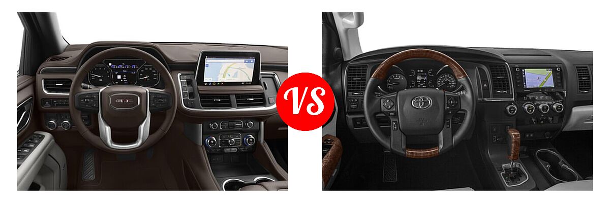 2022 GMC Yukon SUV AT4 / Denali / SLE / SLT vs. 2022 Toyota Sequoia SUV Platinum - Dashboard Comparison
