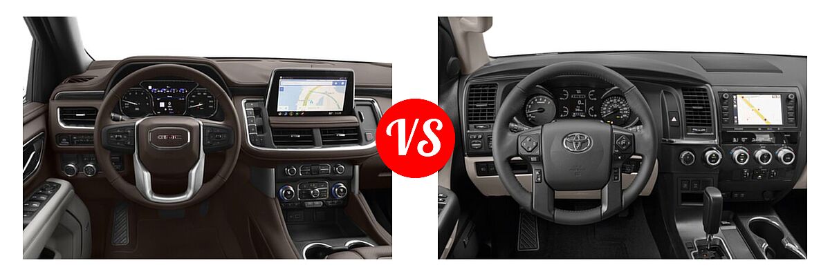 2022 GMC Yukon SUV AT4 / Denali / SLE / SLT vs. 2022 Toyota Sequoia SUV Limited - Dashboard Comparison