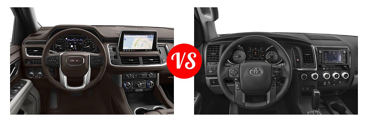 2022 GMC Yukon SUV AT4 / Denali / SLE / SLT vs. 2022 Toyota Sequoia SUV SR5 - Dashboard Comparison