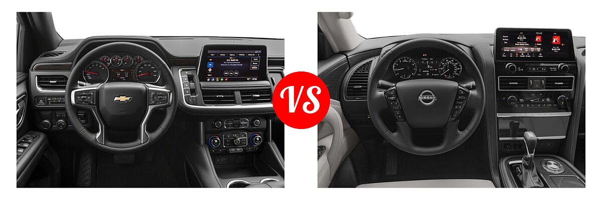 2022 Chevrolet Tahoe SUV Z71 vs. 2022 Nissan Armada SUV Platinum / S / SV - Dashboard Comparison