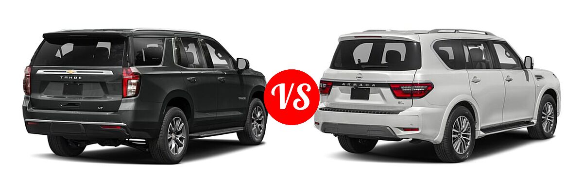 2022 Chevrolet Tahoe SUV Z71 vs. 2022 Nissan Armada SUV SL - Rear Right Comparison