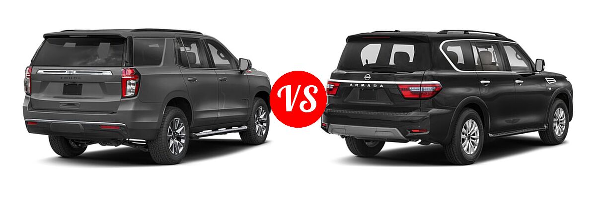 2022 Chevrolet Tahoe SUV LT vs. 2022 Nissan Armada SUV Platinum / S / SV - Rear Right Comparison