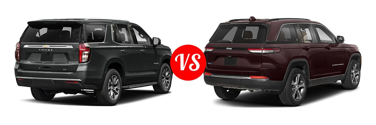 2022 Chevrolet Tahoe SUV High Country vs. 2022 Jeep Grand Cherokee 4xe SUV PHEV Overland / Summit / Summit Reserve - Rear Right Comparison
