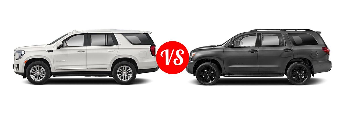 2022 GMC Yukon SUV AT4 / Denali / SLE / SLT vs. 2022 Toyota Sequoia SUV TRD Sport - Side Comparison