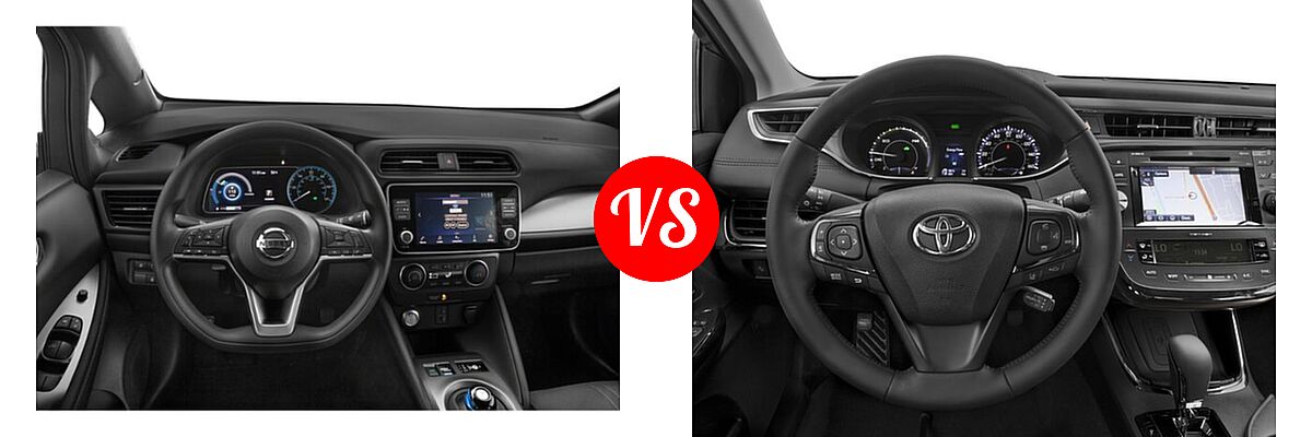 2022 Nissan Leaf Hatchback Electric S / S PLUS / SL PLUS / SV / SV PLUS vs. 2018 Toyota Avalon Hybrid Sedan Hybrid Limited - Dashboard Comparison