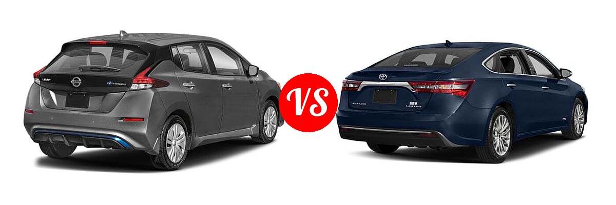 2022 Nissan Leaf Hatchback Electric S / S PLUS / SL PLUS / SV / SV PLUS vs. 2018 Toyota Avalon Hybrid Sedan Hybrid Limited - Rear Right Comparison