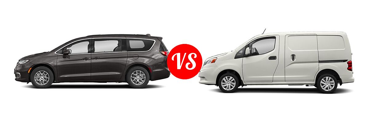 2022 Chrysler Pacifica Minivan Limited / Pinnacle / Touring / Touring L vs. 2019 Nissan NV200 Minivan S / SV - Side Comparison
