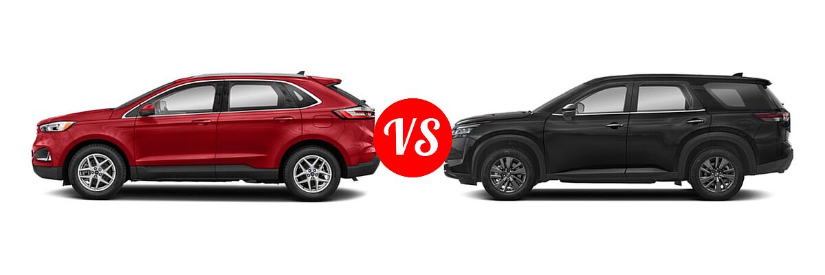 2022 Ford Edge SUV SEL / Titanium vs. 2022 Nissan Pathfinder SUV S - Side Comparison